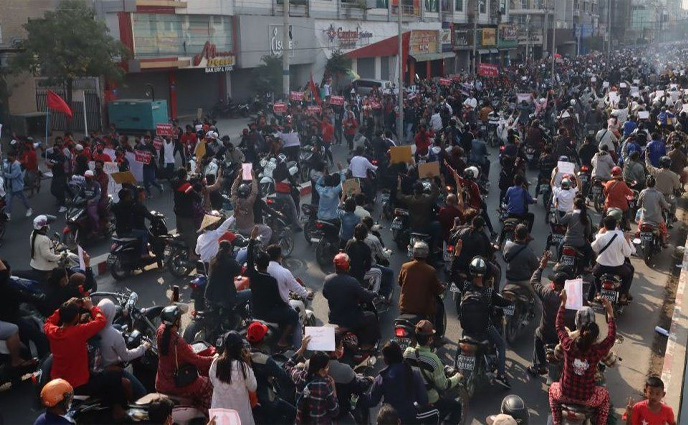 মিয়ানমারজুড়ে ব্যাপক বিক্ষোভ চলছে