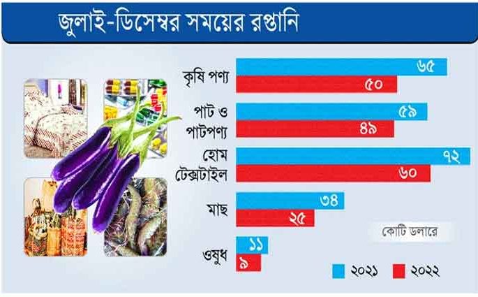 পোশাকের বাইরে বড় খাতে রপ্তানিতে পতন