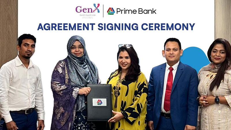 প্রাইম ব্যাংক ও জেনএক্স হেলথের মধ্যে চুক্তি স্বাক্ষর